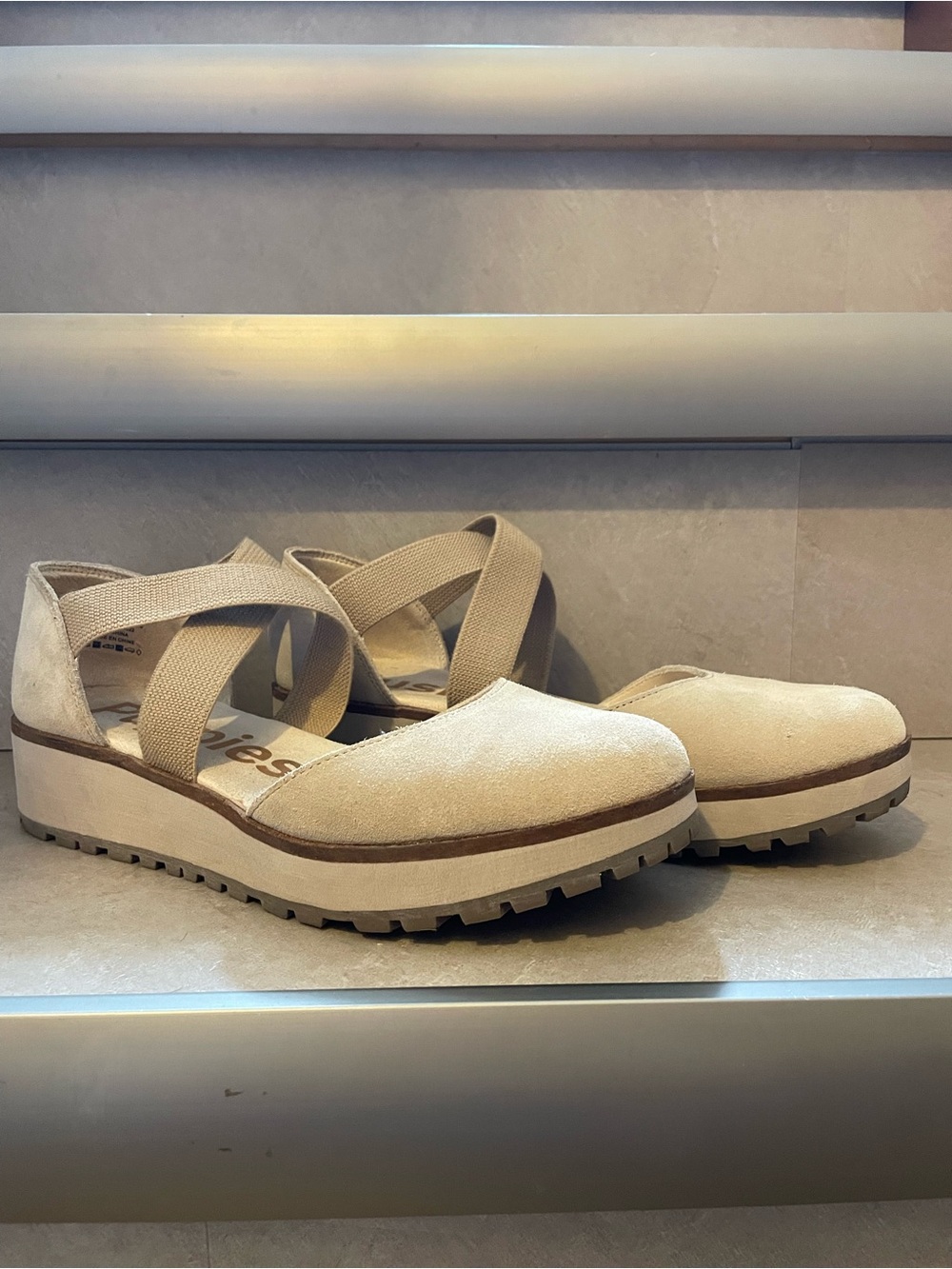Hush Puppies Beige Crisscross Platform Sandals
